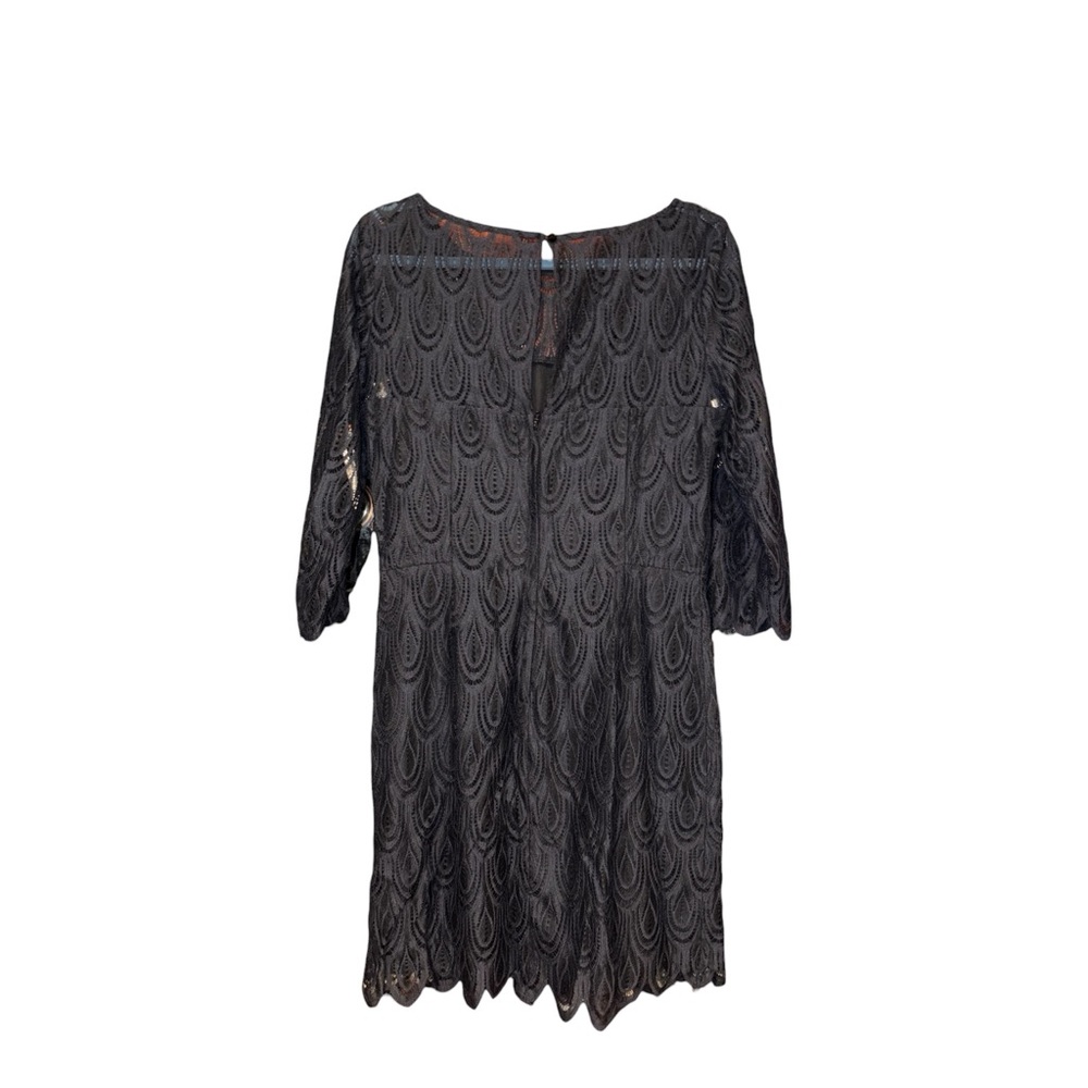Lilly Pulitzer Black Lace Shift Dress Scalloped Hem 3/4 Sleeve size 10 AR41 - Picture 3 of 5